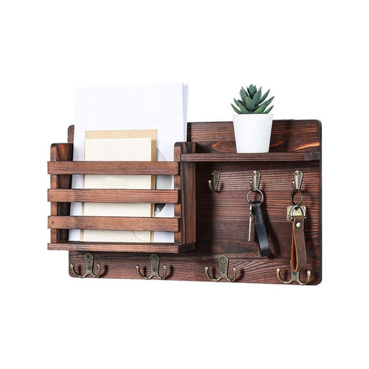 Rustic Pine Key & Mail Shelf