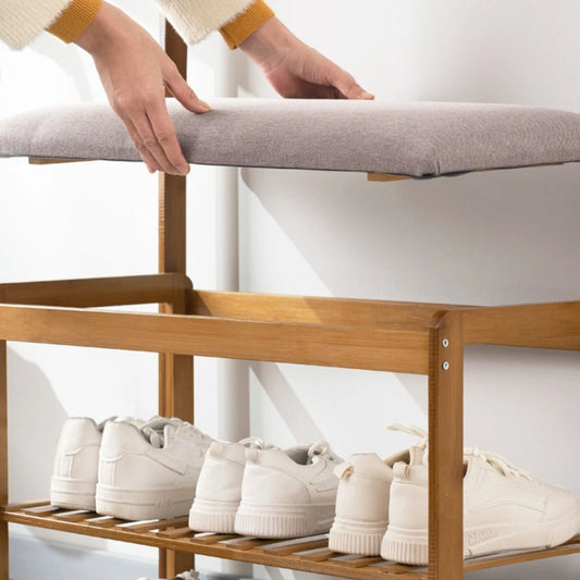 Bamboo Bench & Shoe Rack