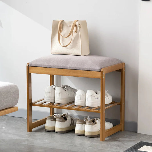 Bamboo Bench & Shoe Rack