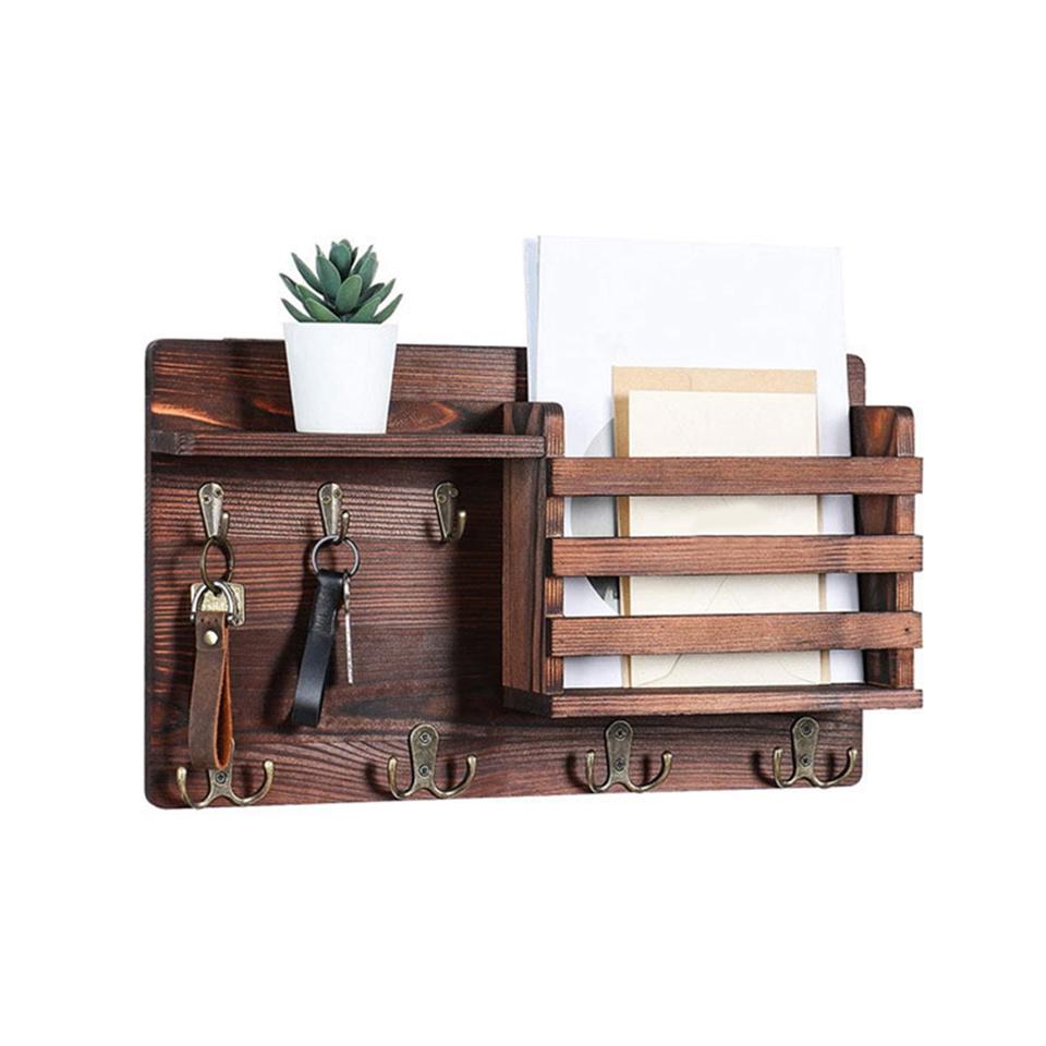 Rustic Pine Key & Mail Shelf